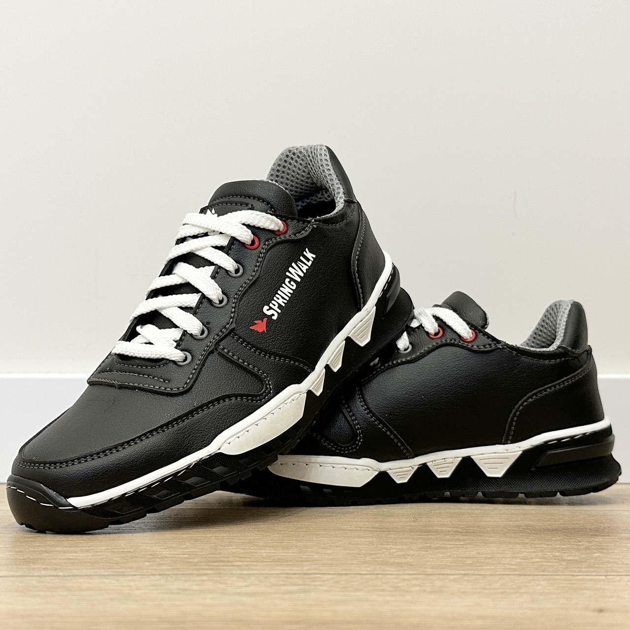 40, 42, 43 р. Кросівки чоловічі чорні з білою підошвою (Сгк-14чб), фото 1