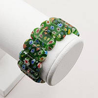 Браслет Муранське Скло 23 мм 16 см Зелений на гумці