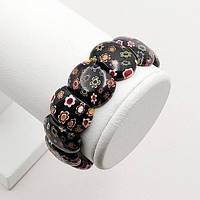 Браслет Муранське Скло 20 мм 16 см Чорний на Гумці