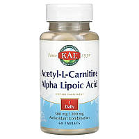 Ацетил-L-карнитин и альфа-липоевая кислота KAL "Acetyl-L-Carnitine Alpha Lipoic Acid" (60 таблеток)