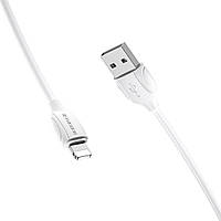 Кабель BOROFONE BX19 USB to iP 2.4A, 1m, PVC, TPE connectors, White
