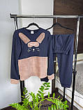Темно-синя жіноча піжама для дому костюм домашній жіночий штани та кофта Fellix, фото 2