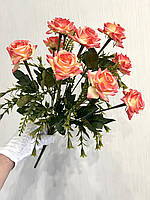Штучна троянда. Букет троянд з добавками (45 см, чайна)