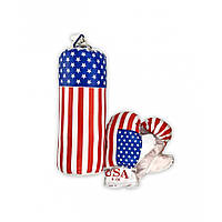 Детский боксерский набор "Америка" 0001 S-USA с перчатками 0201 Топ !