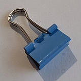 Затискач для паперу 15 мм (1 шт) / біндер металевий / голубий, фото 2