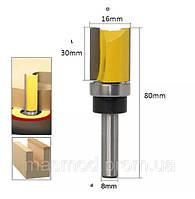 Фреза кромочная прямая с подшипником D16 d8 L30
