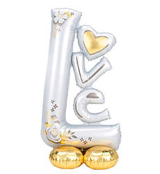 Повітряна куля стояча "Love", 96х50 см., колір - срібло