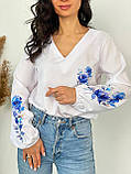 Жіноча біла блузка з імітацією вишивки, фото 2