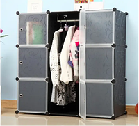 Тканевый шкаф складной универсальный органайзер для вещей на 3 секции пластиковый большой черный spn