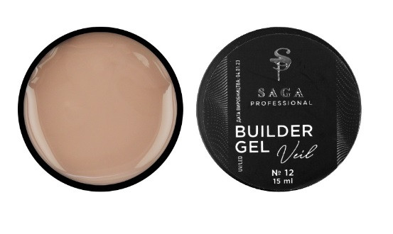 Гель для нарощування Saga Builder Gel Veil 12 (кавовий нюд), 15 мл, фото 1