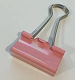 Затискач для паперу 25 мм (1 шт) / біндер металевий кольоровий / рожевий, фото 2
