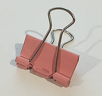 Затискач для паперу 25 мм (1 шт) біндер металевий / Биндер 25 мм металлический цветной / розовый