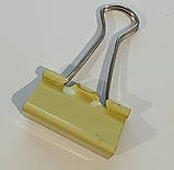 Затискач для паперу 25 мм (1 шт) / біндер металевий кольоровий / жовтий, фото 2