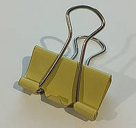 Затискач для паперу 25 мм (1 шт) біндер металевий / Биндер 25 мм металлический цветной / желтый
