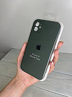 Чохол із квадратними бортиками на iPhone 11 ( темно зелений )
