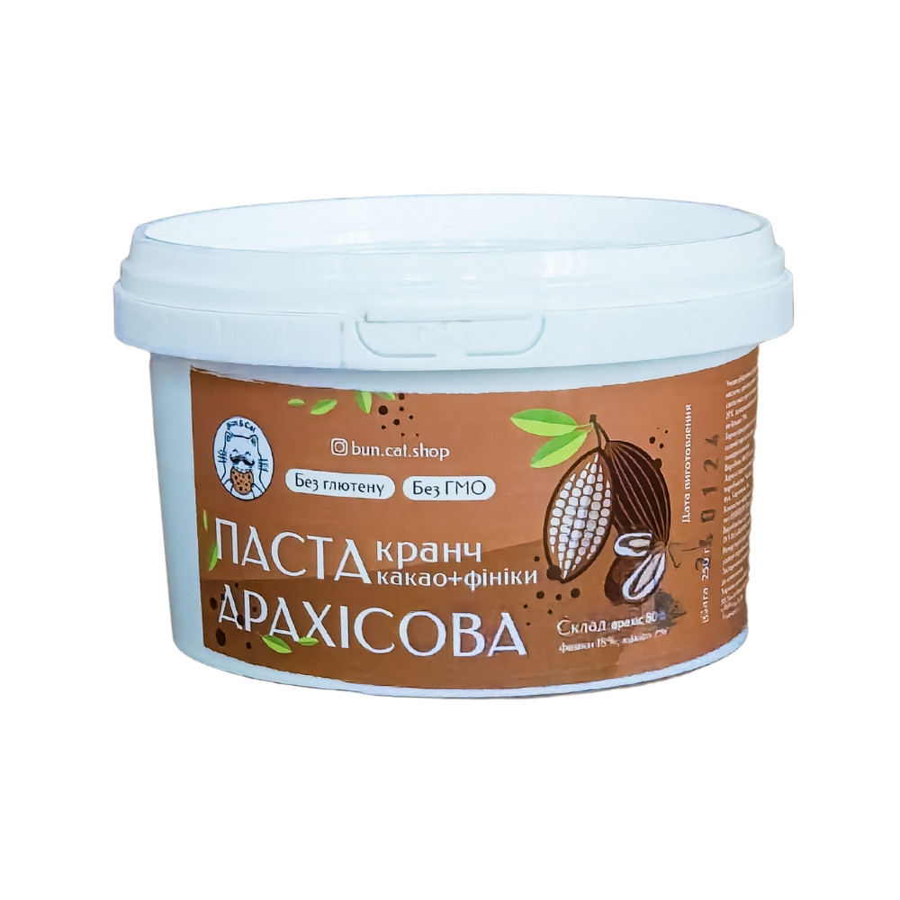 Арахісова паста з фініками та какао КРАНЧ 250г, фото 1