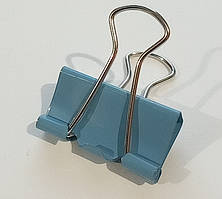 Затискач для паперу 25 мм (1 шт) / біндер металевий кольоровий / голубий
