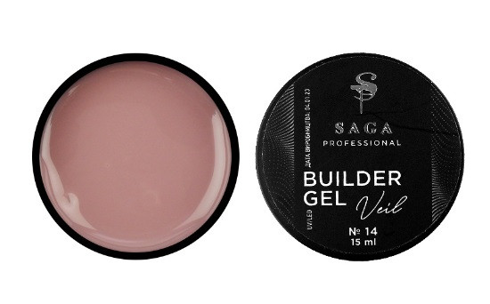 Гель для нарощування Saga Builder Gel Veil 14 (лилово-рожевий), 15 мл, фото 1
