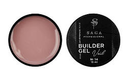 Гель для нарощування Saga Builder Gel Veil 14 (лилово-рожевий), 15 мл
