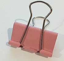 Затискач для паперу 32 мм (1 шт) / біндер металевий кольоровий / рожевий