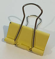 Затискач для паперу 32 мм (1 шт) / біндер металевий кольоровий / жовтий