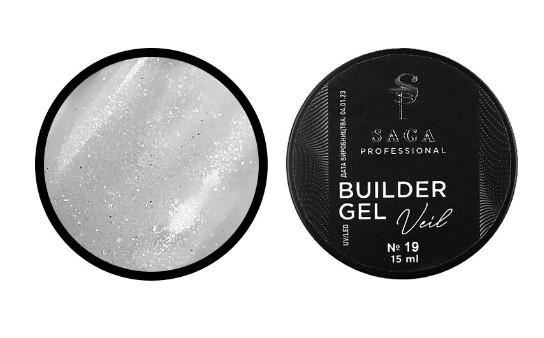 Гель для нарощування Saga Builder Gel Veil 19 (молочні перли з перламутром), фото 1