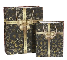 Подарункові пакети "Золотий бант на чорному" 18х23 см