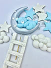 Їстівний декор для прикрашання тортів, цукрові фігурки, Набір "Ведмедик на місяці" блакитний, фото 3