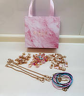 Детский набор для изготовления браслетов Пандора в золотом цвете розовый