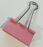 Затискач для паперу 41 мм (1 шт) / біндер металевий кольоровий / рожевий, фото 2