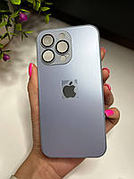 Чохол із загартованого матового скла з лінзами на камері на IPhone 13 Pro ( блакитний )