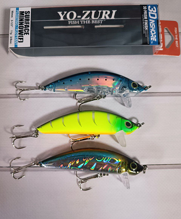Воблер Міноу 3D Inshore Surface Minnow F 90mm 11.0g Набір 3шт, фото 1
