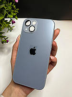 Чохол із загартованого матового скла з лінзами на камері на IPhone 13 ( блакитний )