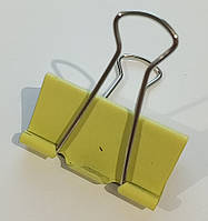 Затискач для паперу 41 мм (1 шт) / біндер металевий кольоровий / жовтий