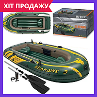 Трехместная надувная лодка для рыбалки ПВХ SEA HAWK 68380 295x137x43 см до 360 кг