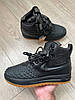 Чоловічі зимові кросівки Nike Lunar Force 1 Duckboot 17 Black Gum (Чорні) Взуття Найк Лунар Форс високі з хутром, фото 2