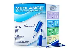 Ланцет Медланс Плюс (Medlance plus Universal) безпечний, стерильний. 21G, глибина проколювання 1,8 мм (синій)