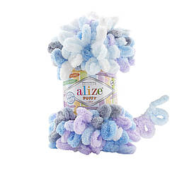 Турецька пряжа для в'язання Alize Puffy Color (пуффи колор) пряжа в'яжеться руками 6524