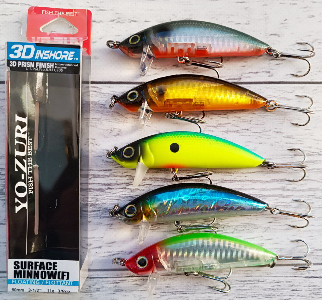 Воблер Міноу 3D Inshore Surface Minnow F 90mm 11.0g Набір 5шт