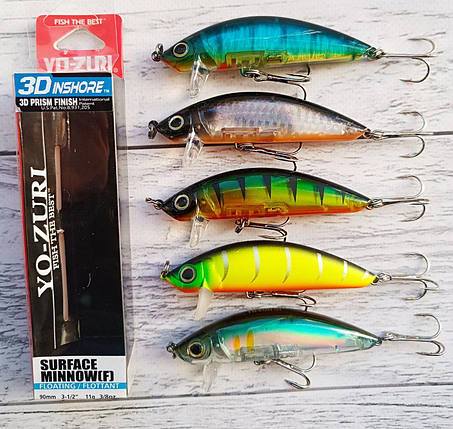 Воблер Міноу 3D Inshore Surface Minnow F 90mm 11.0g Набір 5шт, фото 1