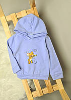 Детская тёплая кофта для мальчиков и девочек, голубая толстовка на флисе для детей 2-5 лет