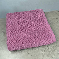 Банное махровое полотенце GM Textile 70x140см Премиум качества Жаккардовое с велюром 550г/м2 (Фиолетовый)