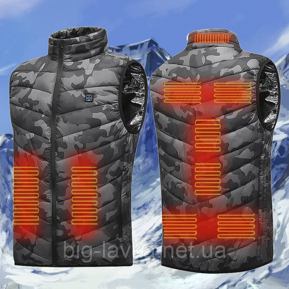 Жилетка з підігрівом від PowerBank 9 зон XL Камуфляж, фото 1