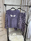 Жіноча піжама для жінок кофта і штани костюм для дому жіночий темно-фіолетовий Fellix, фото 4