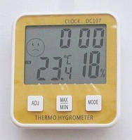 Термометр гігрометр DC-107, з годинником, календарем