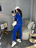 Синій жіночий спортивний костюм із двонитки з зовнішніми швами батал, фото 6