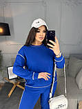 Синій жіночий спортивний костюм із двонитки з зовнішніми швами батал, фото 3
