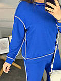 Синій жіночий спортивний костюм із двонитки з зовнішніми швами батал, фото 4