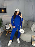 Синій жіночий спортивний костюм із двонитки з зовнішніми швами батал, фото 2