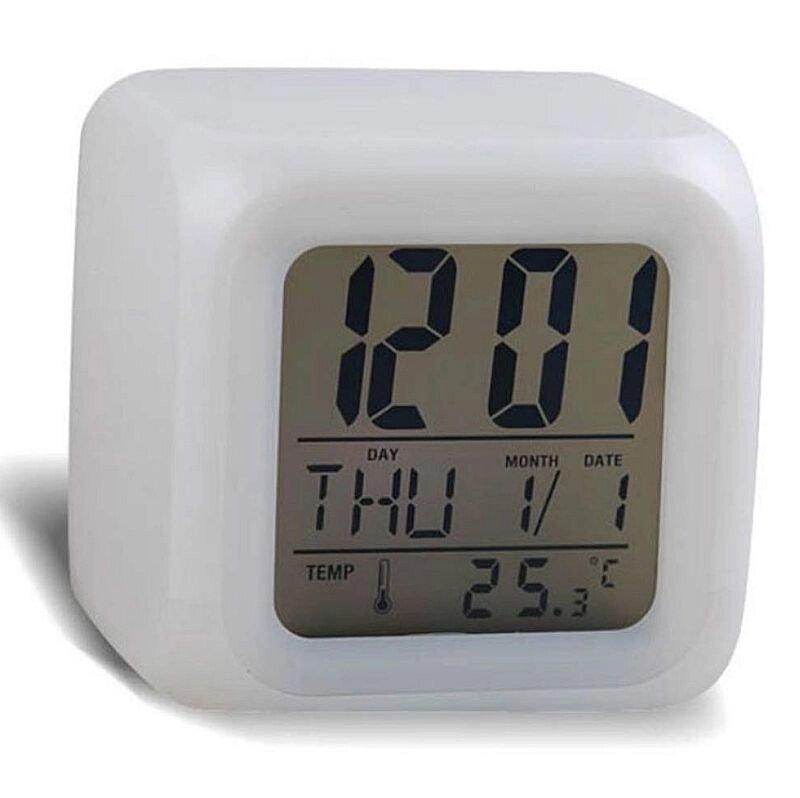 Часы будильник с термометром, ночник, хамелеон - фото 2 - id-p534956923